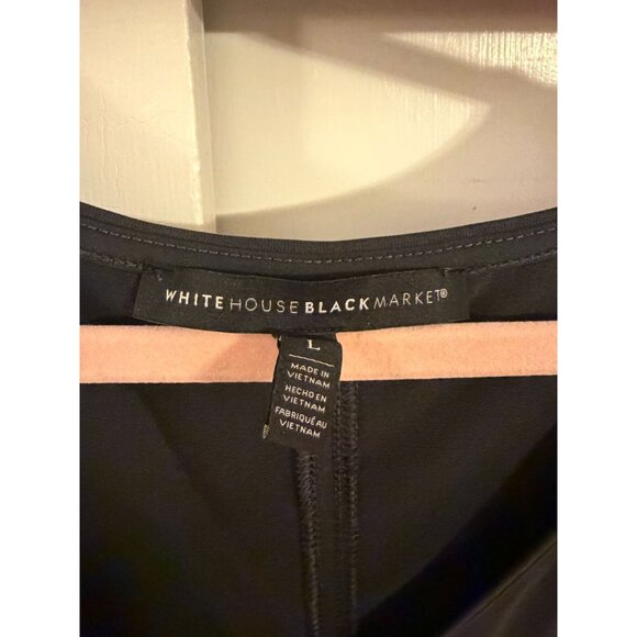 WHITE HOUSE BLACK MARKET WOMENS BLACK V-NECK 3/4 SLEEVE TOP SZ LARGE - Picture 3 of 3